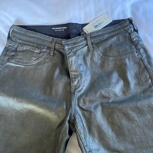 Leather look/metallic legging /jean. Grey/silver